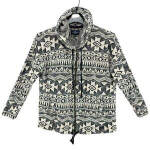 American Eagle Womens Sweater Hoodie Jacket Large Full Zip Aztec Southwestern